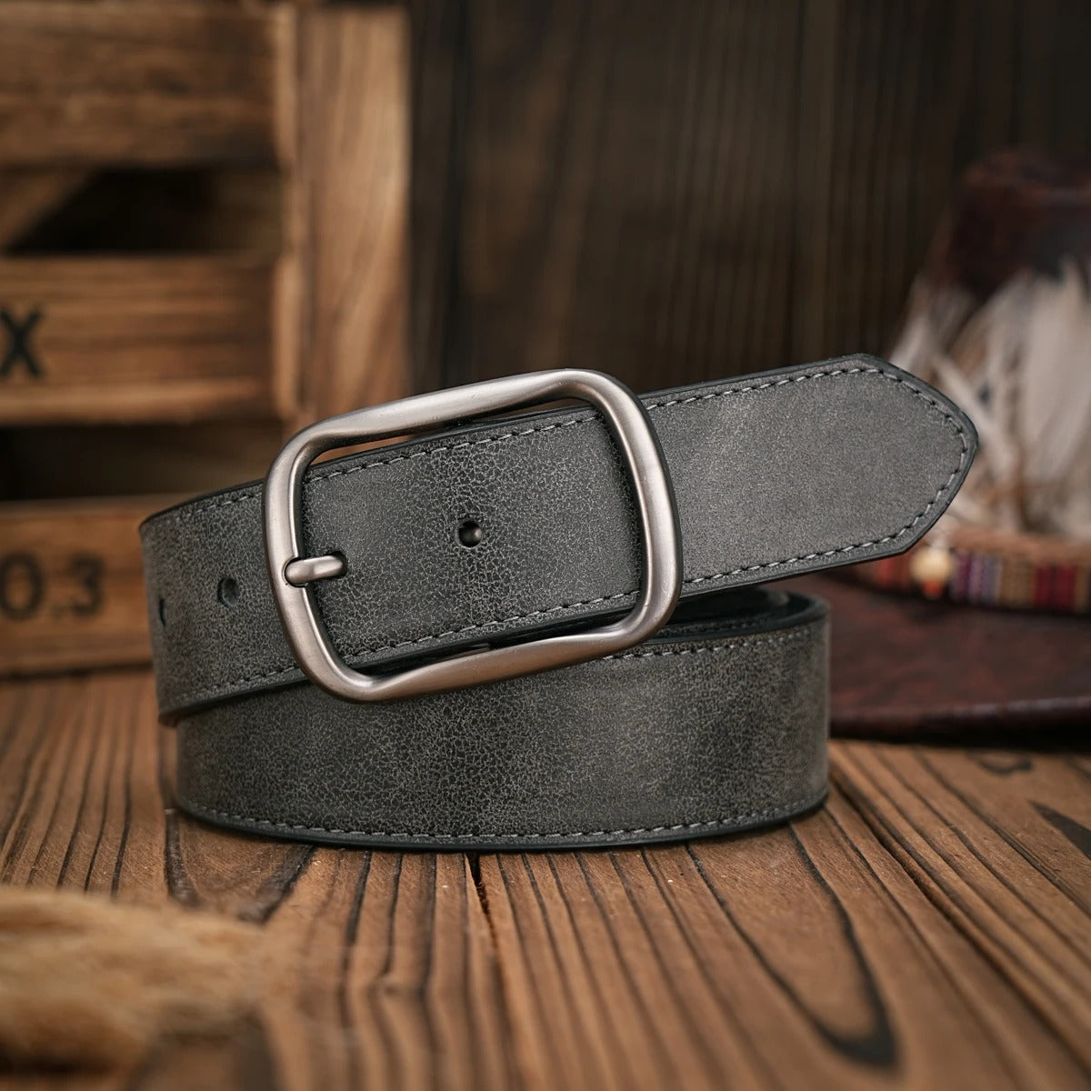 Leather Vintage Belt For Mens Jeans