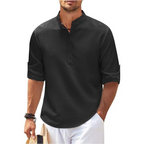 Men’s summer shirt with stand collar and half buttons
