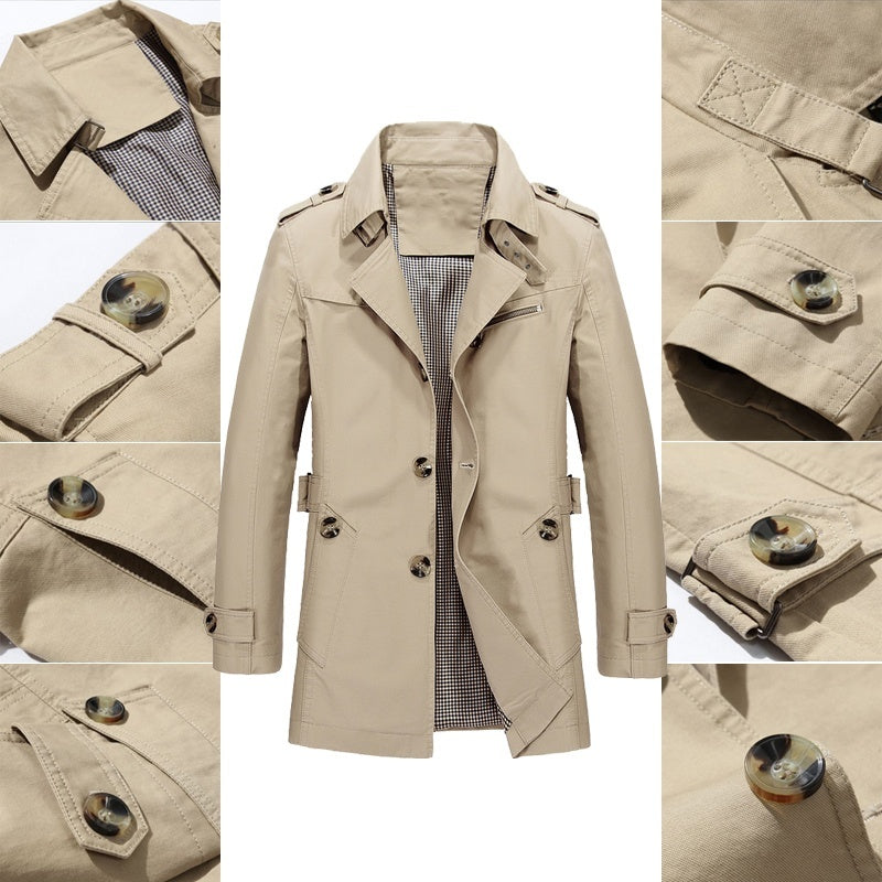 Trench Coat with Belt for Men