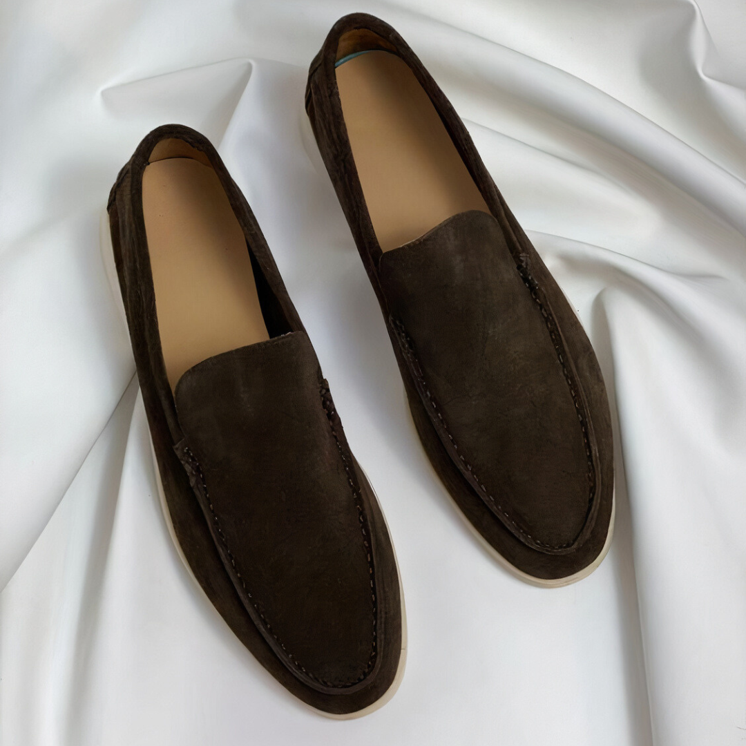 Vintage Leather Loafers with Low Heel for Men
