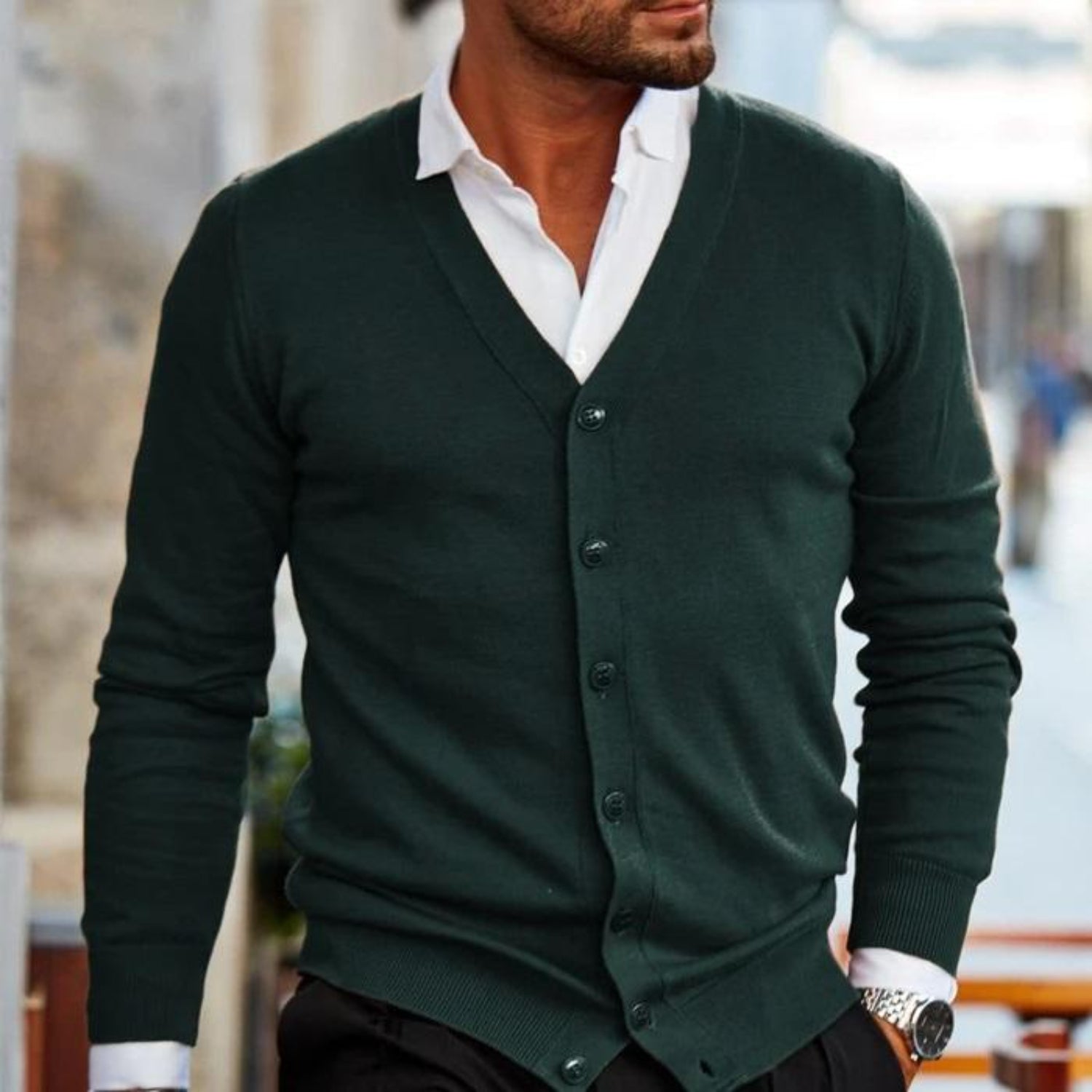 Cardigan with Button Closure for Men