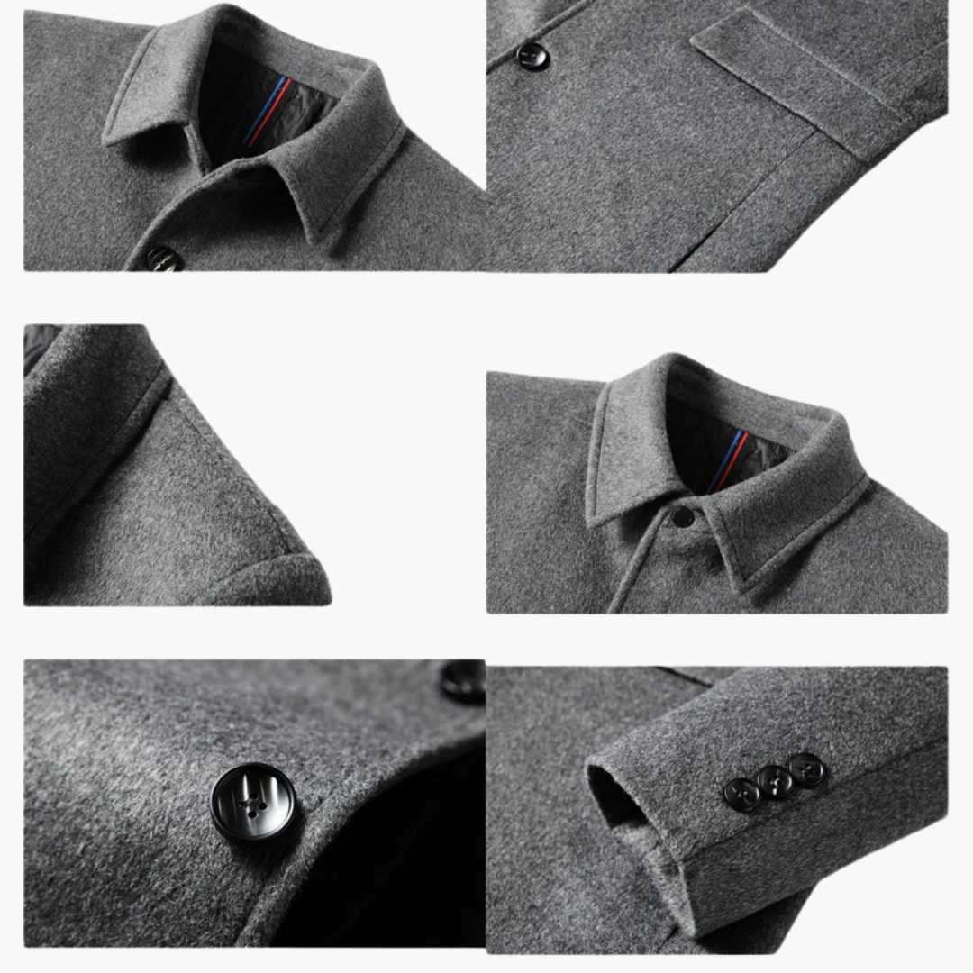Wool Coat with Notch Lapel for Men