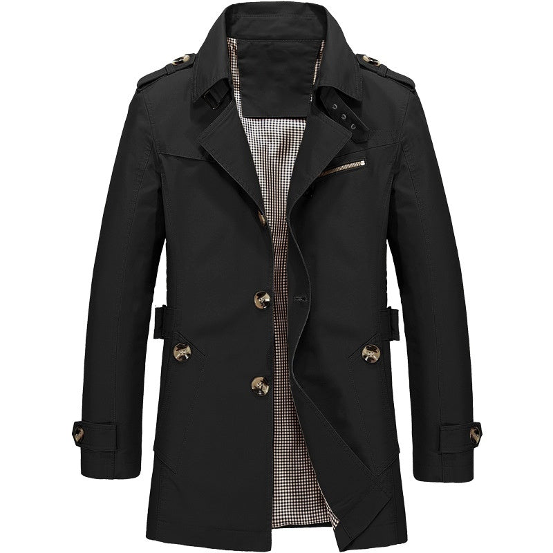Trench Coat with Belt for Men