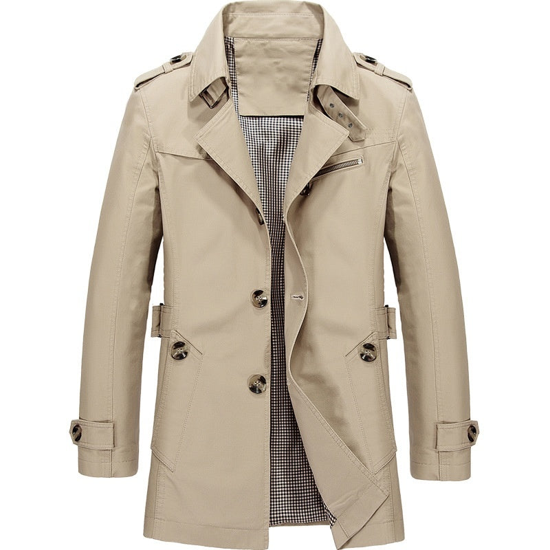 Trench Coat with Belt for Men