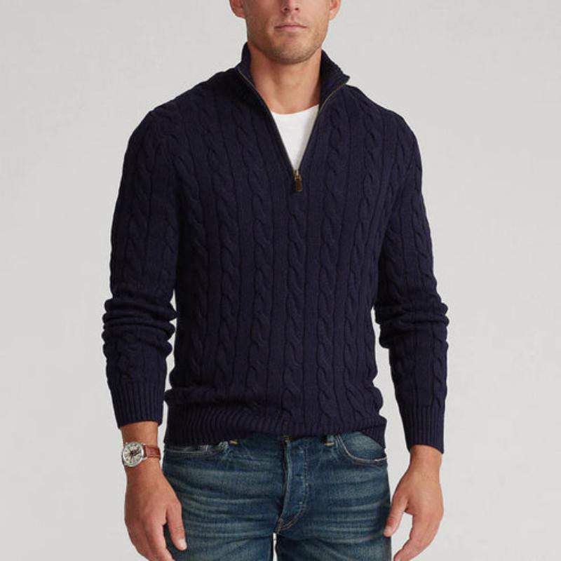 Half‑Zip Pullover with Ribbed Collar for Men