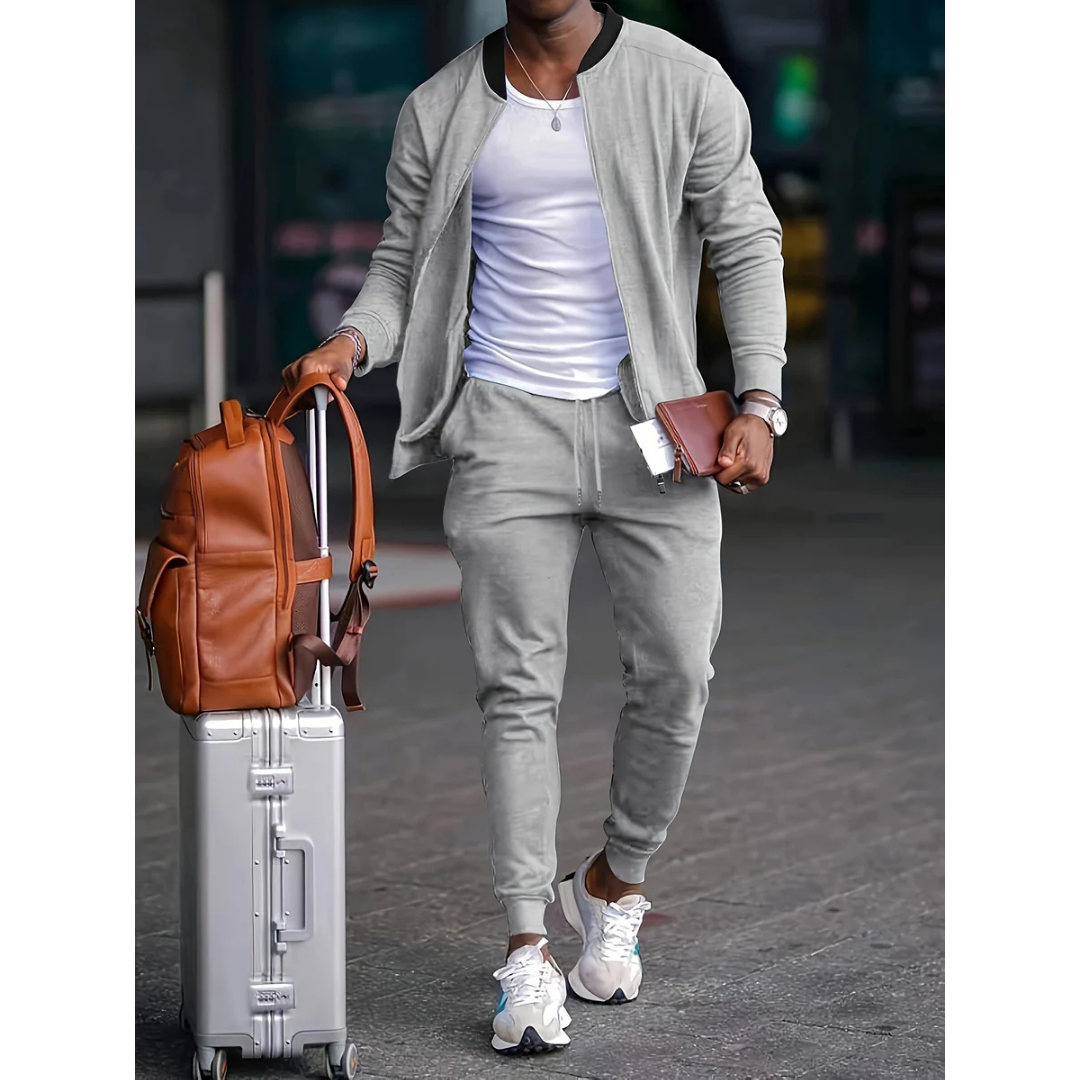 Men’s Two-Piece Casual Set with Relaxed Fit