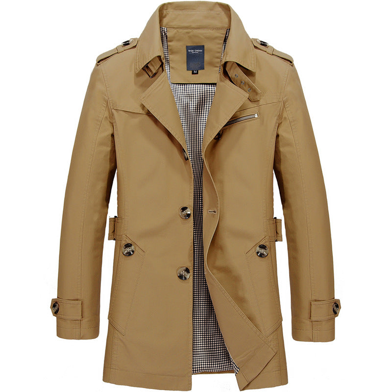 Trench Coat with Belt for Men
