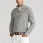 Half‑Zip Pullover with Ribbed Collar for Men
