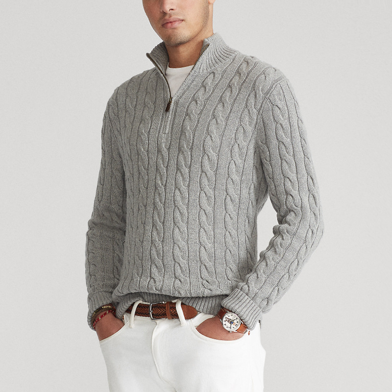 Half‑Zip Pullover with Ribbed Collar for Men