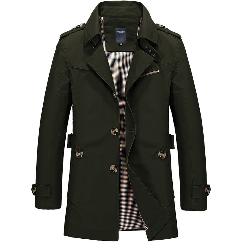 Trench Coat with Belt for Men