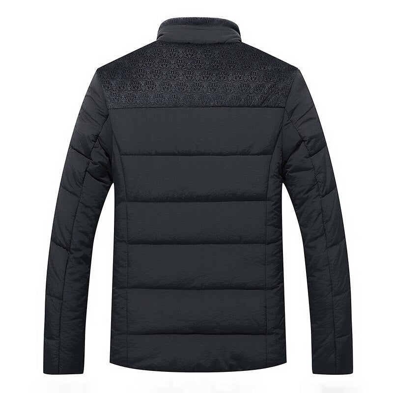 Men’s casual quilted winter jacket with stand collar