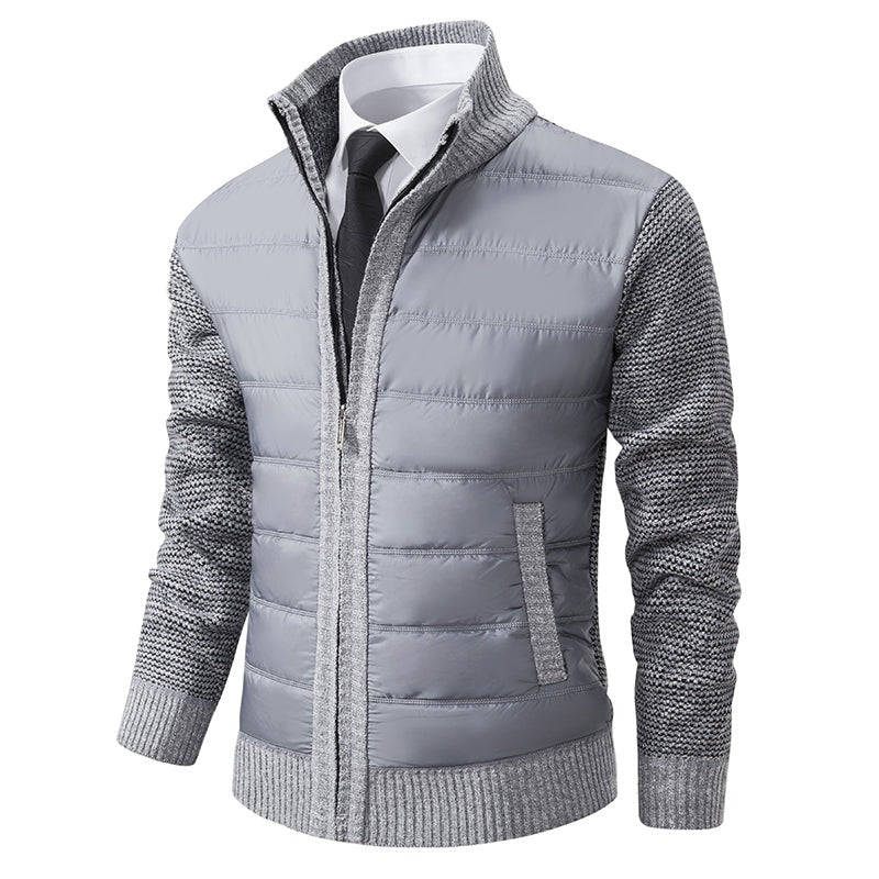Men’s zip-up knitted cardigan with high collar