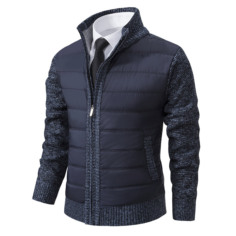 Men’s zip-up knitted cardigan with high collar