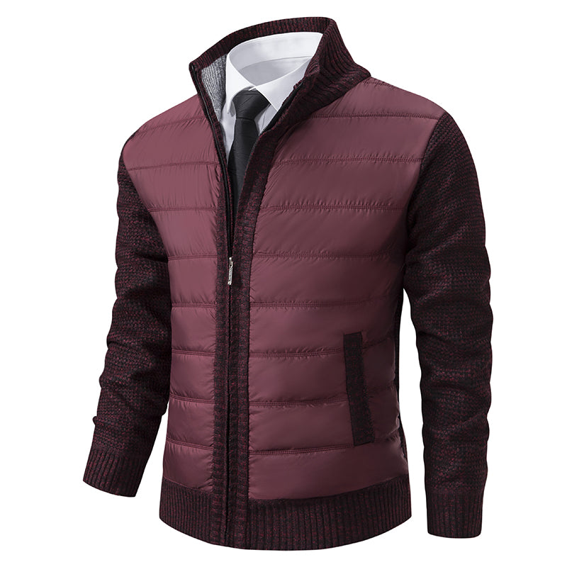 Men’s zip-up knitted cardigan with high collar