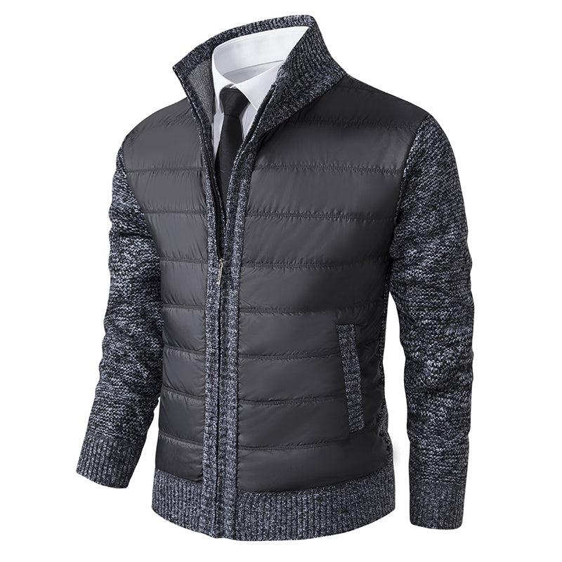 Men’s zip-up knitted cardigan with high collar