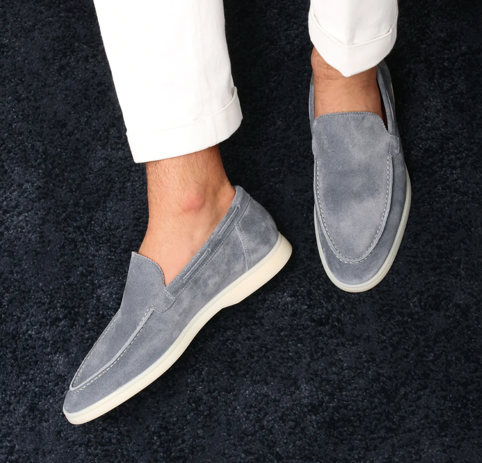 Suede Moccasins with Slip-On Design for Men