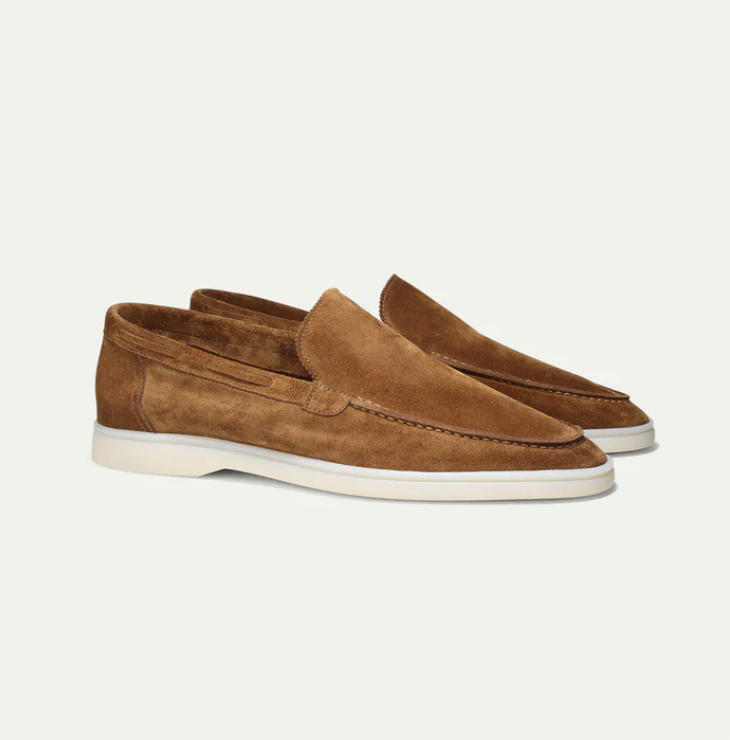 Suede Moccasins with Slip-On Design for Men