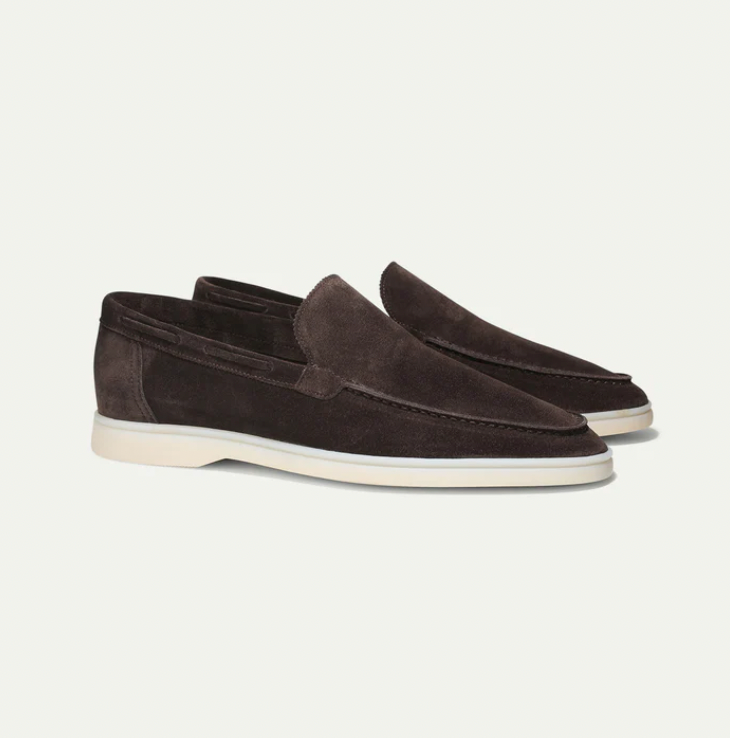 Suede Moccasins with Slip-On Design for Men
