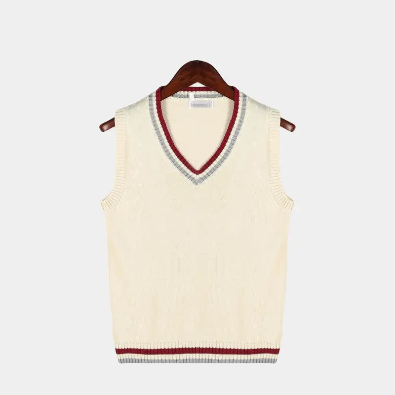 Sleeveless Knit Sweater with V‑Neck for Men