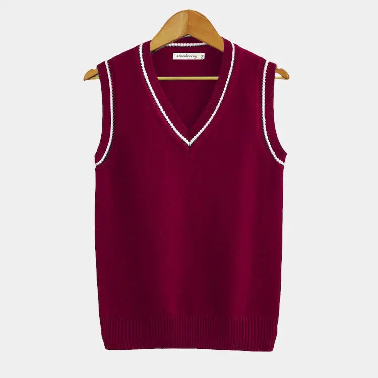Sleeveless Knit Sweater with V‑Neck for Men