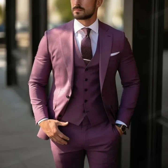 Three-piece classic suit with waistcoat for men