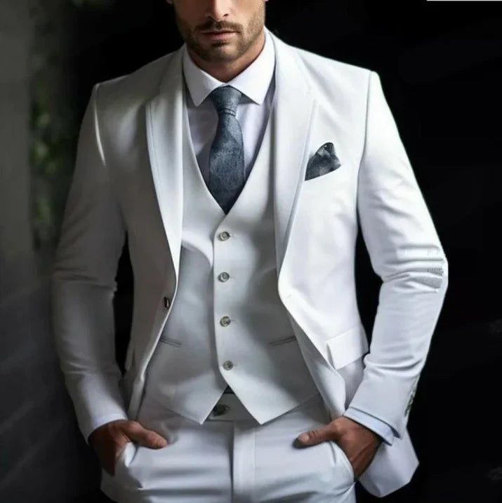 Three-piece classic suit with waistcoat for men