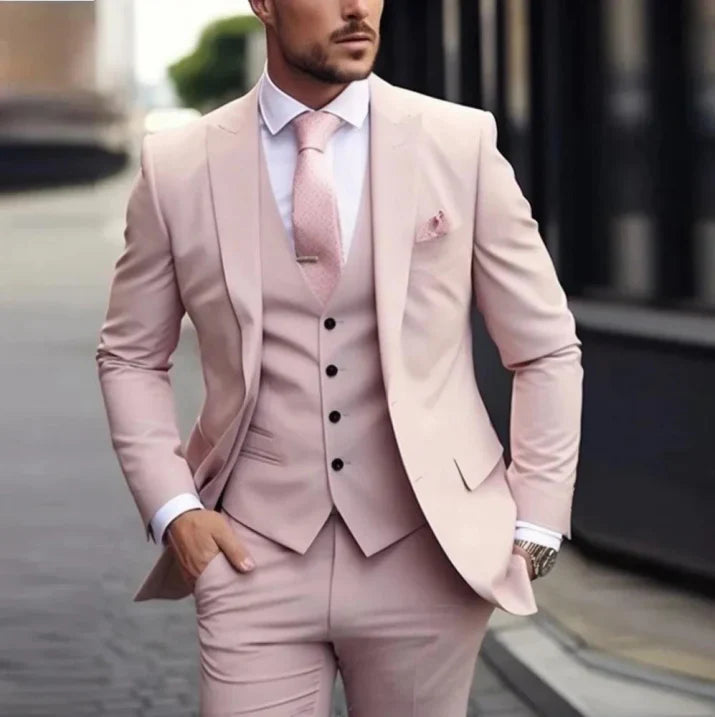Three-piece classic suit with waistcoat for men