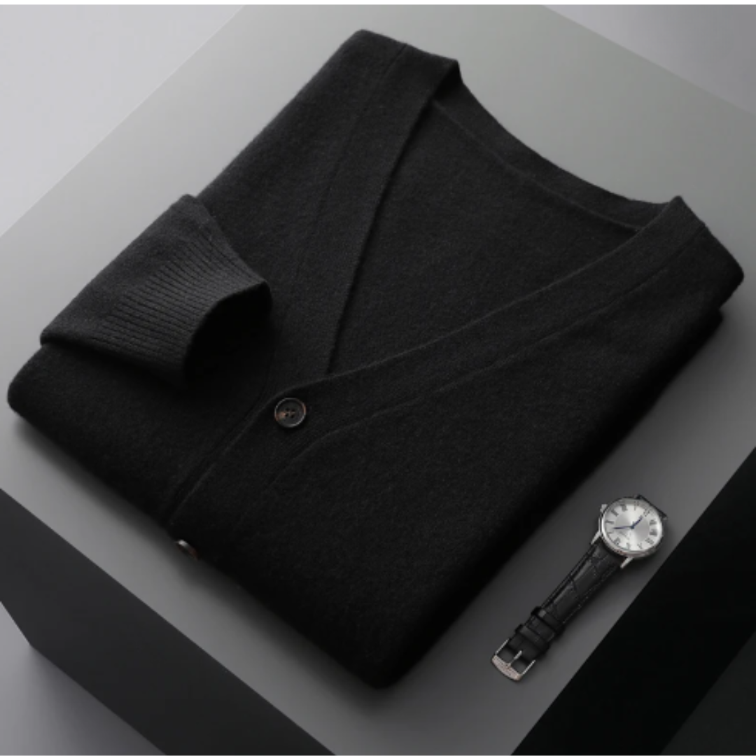 Cashmere Cardigan with Button Front for Men