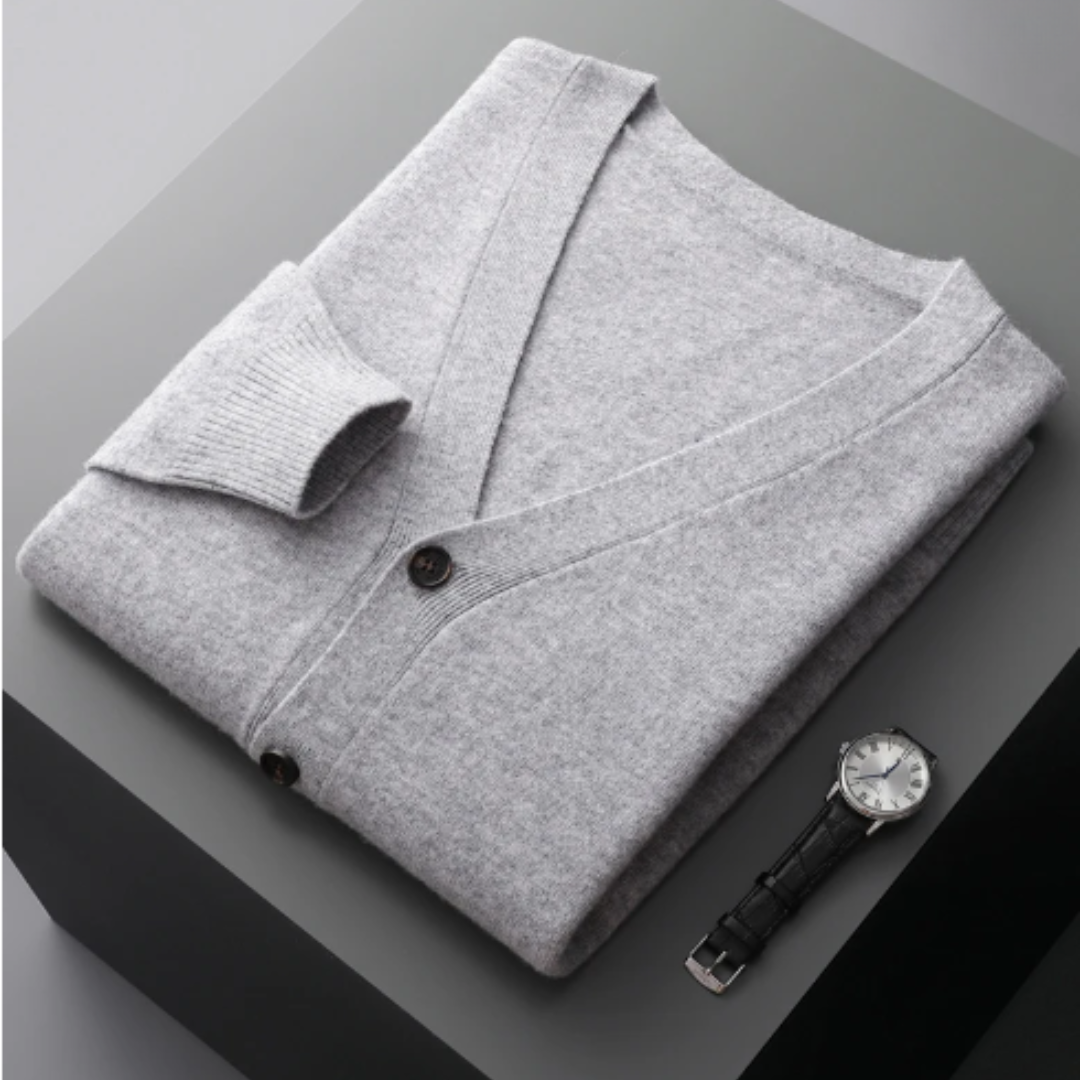 Cashmere Cardigan with Button Front for Men