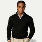 Men's Cashmere Pullover with Half Zip and Long Sleeves