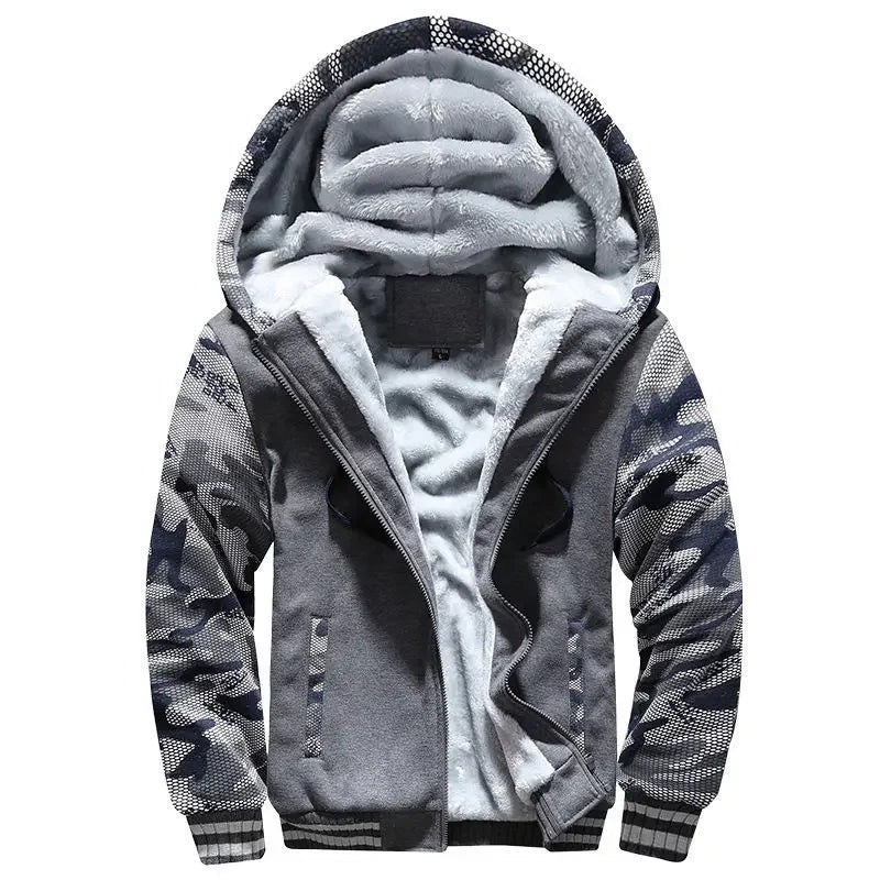 Men's fleece quilted Hooded jacket
