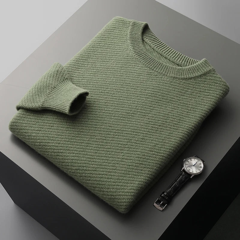 Merino Wool Sweater with Crew Neck for Men