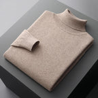Wool Turtleneck Jumper with Ribbed Cuffs for Men