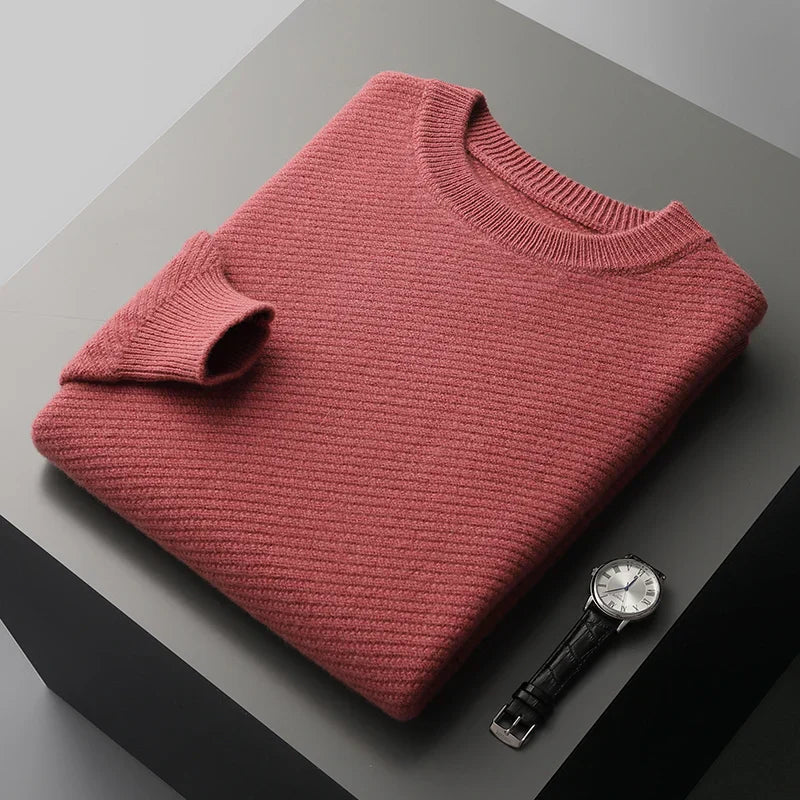 Merino Wool Sweater with Crew Neck for Men