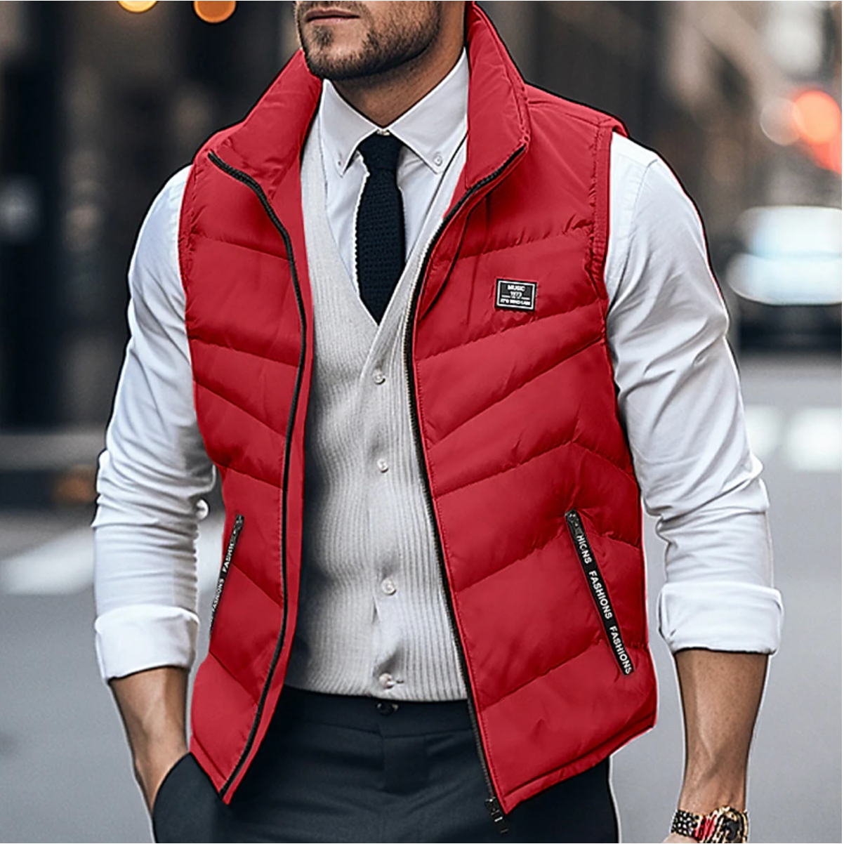 Sleeveless Quilted Vest with Zip For Men