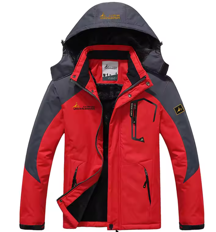 Men's hooded long-sleeved ski jacket