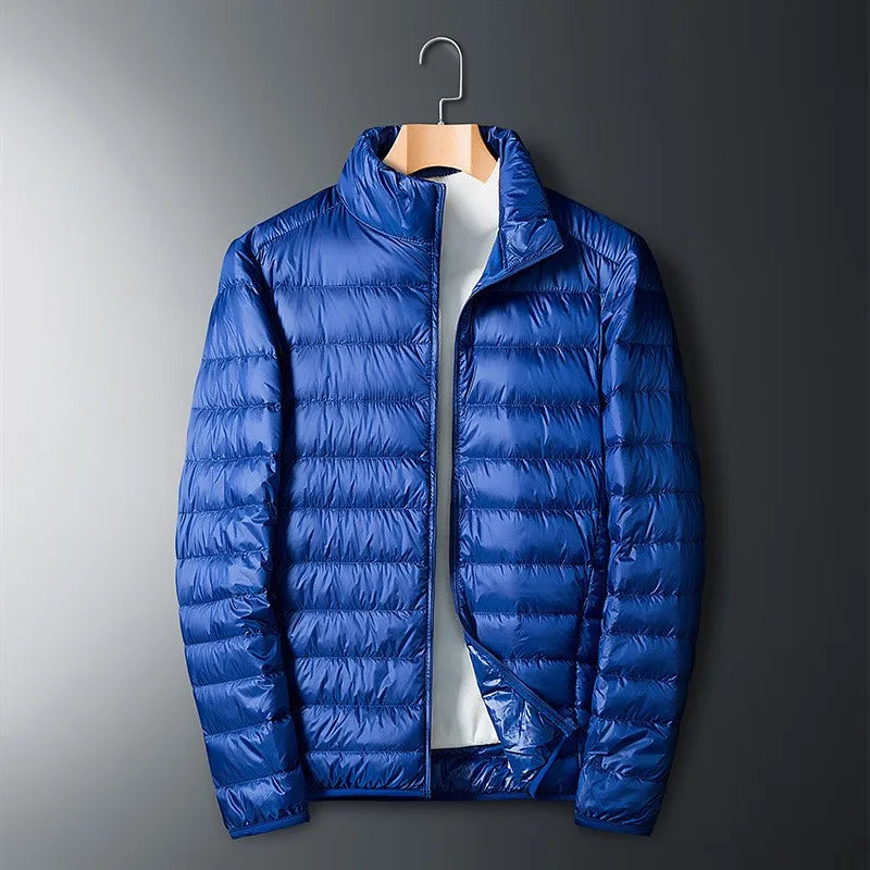 Men’s down jacket with full-zip and stand collar