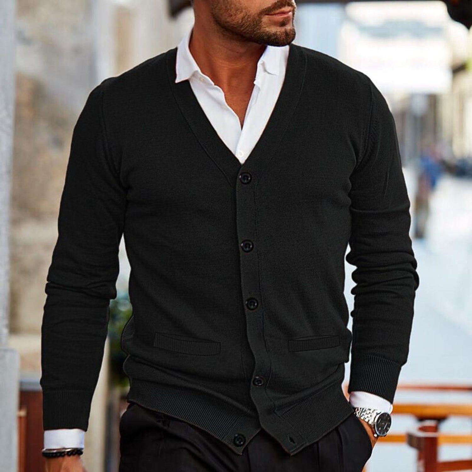 Cardigan with Button Closure for Men