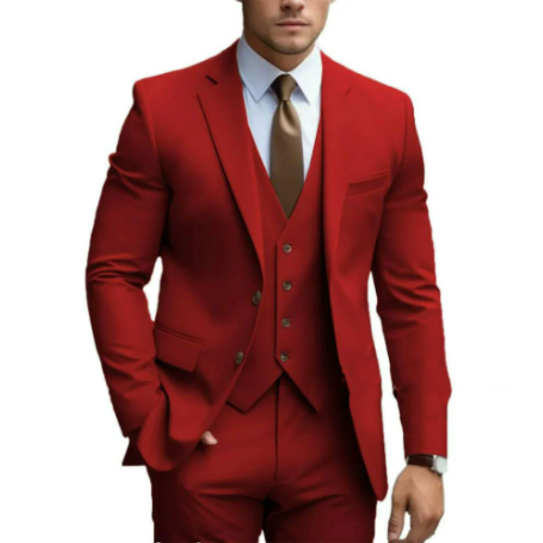 Three-piece suit with button for men