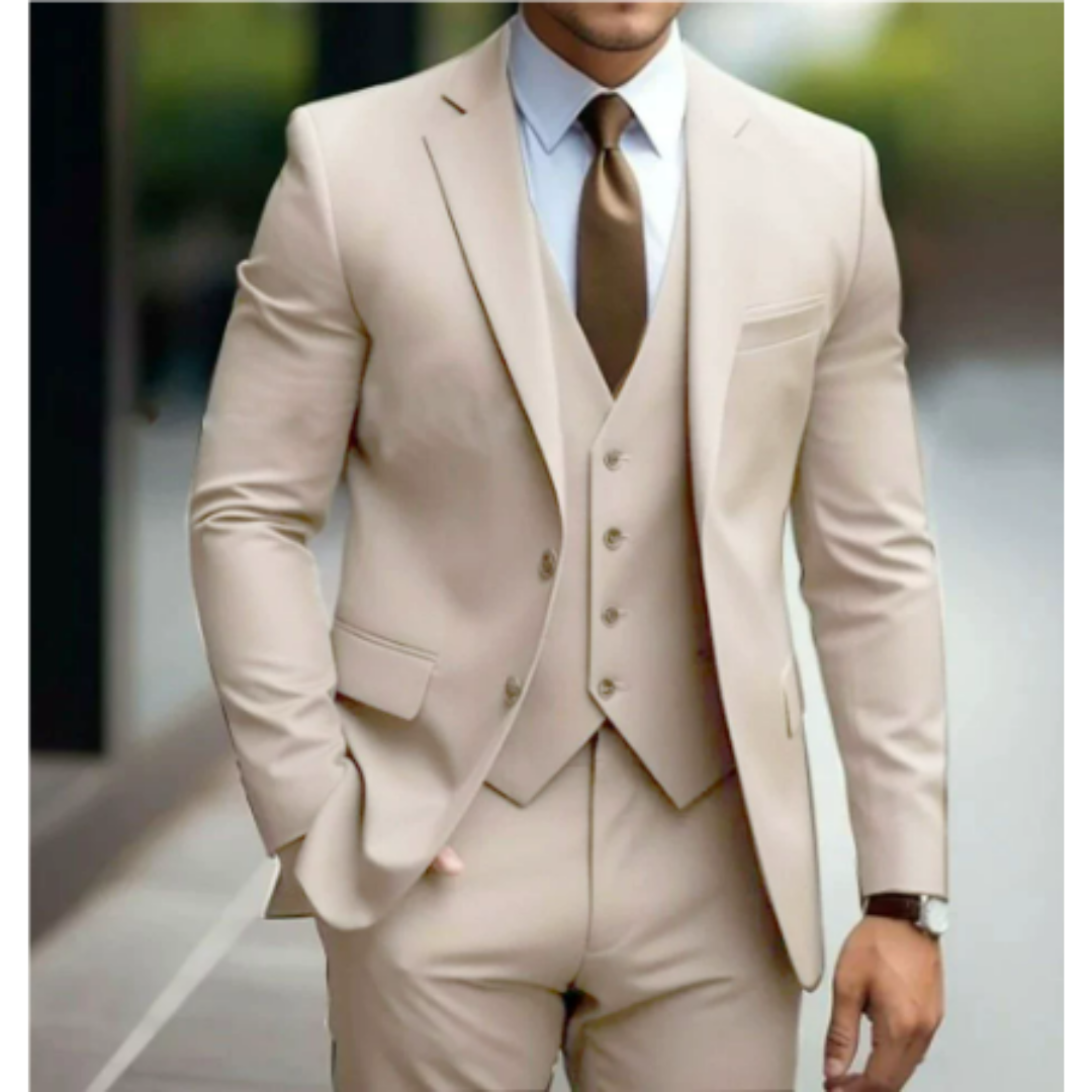 Three-piece suit with button for men