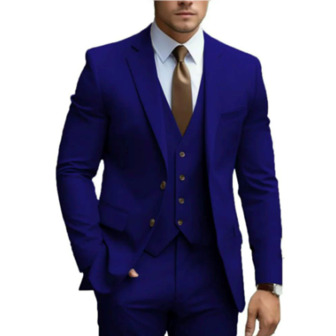 Three-piece suit with button for men