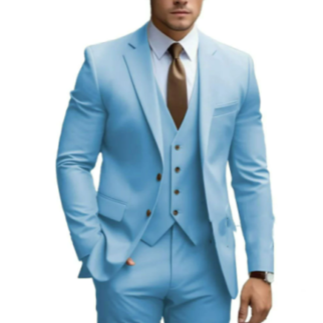 Three-piece suit with button for men