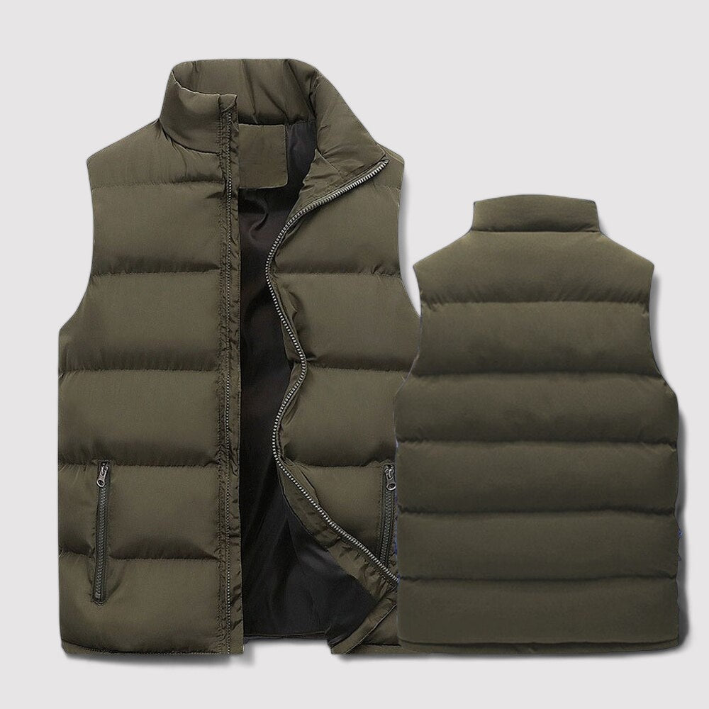 Casual Wear Padded Vest with Stand Collar for Men