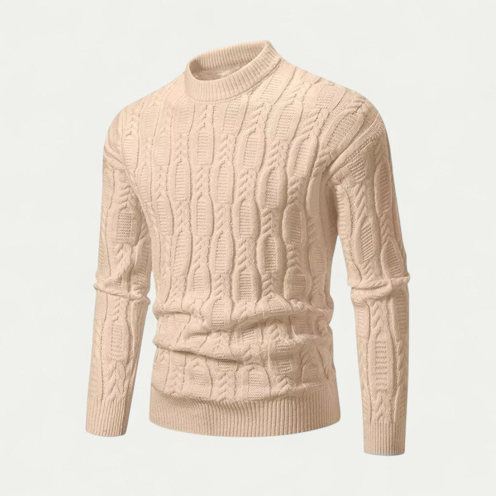 Cable Knit Crew Neck Sweater for Men