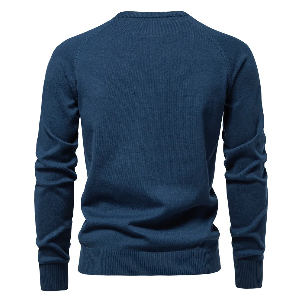 Cotton Crew‑Neck Jumper with Long Sleeves for Men