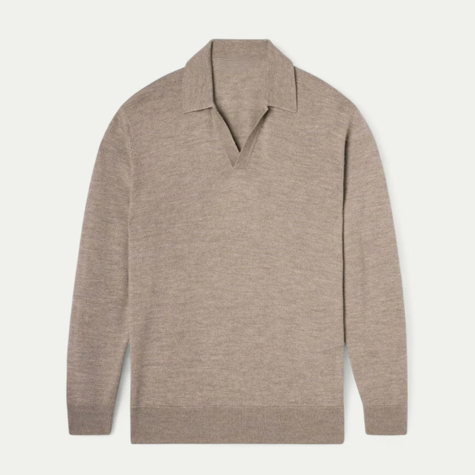 Old Money Style Cotton Blend V Neck Polo Shirt for Men