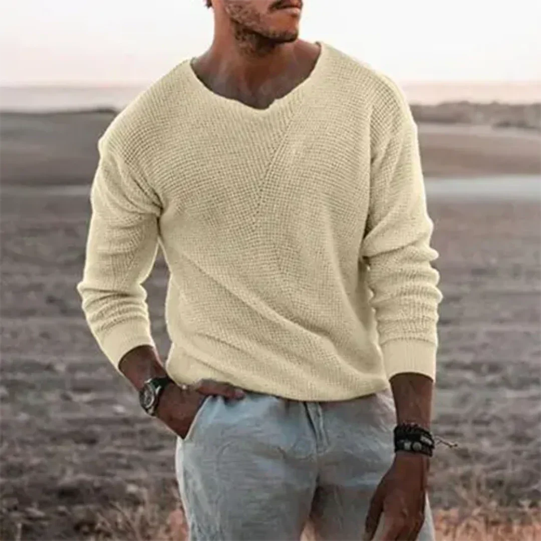 Men’s Warm Long-Sleeve Knit Pullover