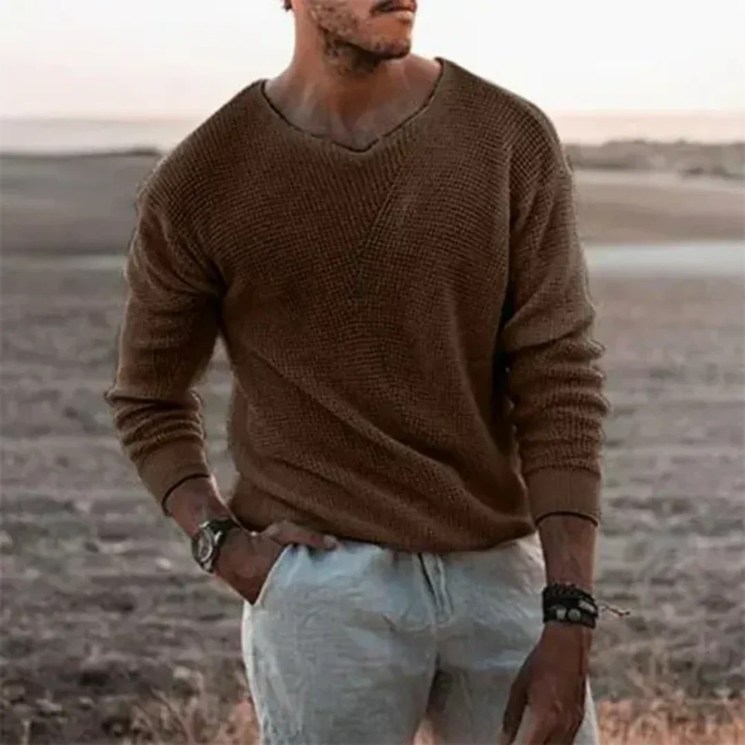 Men’s Warm Long-Sleeve Knit Pullover