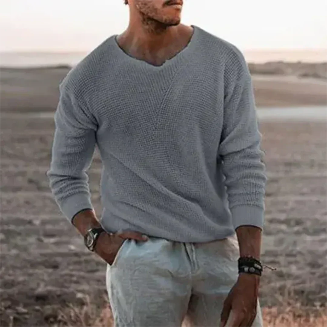 Men’s Warm Long-Sleeve Knit Pullover