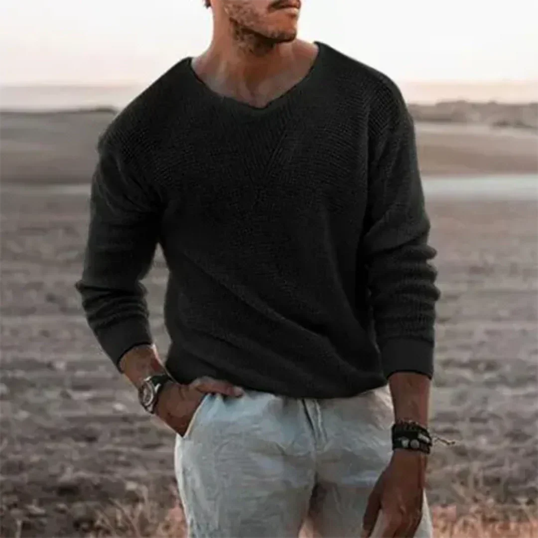 Men’s Warm Long-Sleeve Knit Pullover